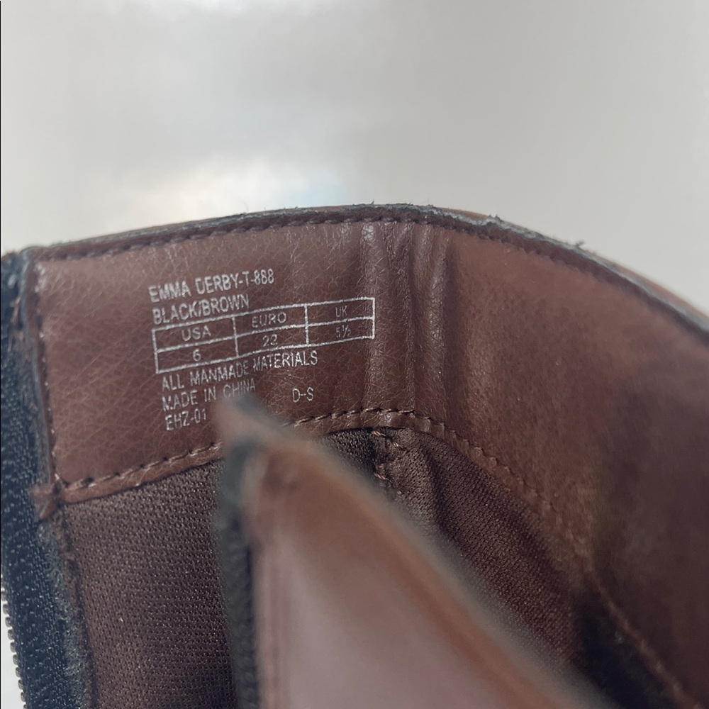 Michael Michael Kors Black and Brown Leather Emma Derby Boots Size 6 - Picture 2 of 6